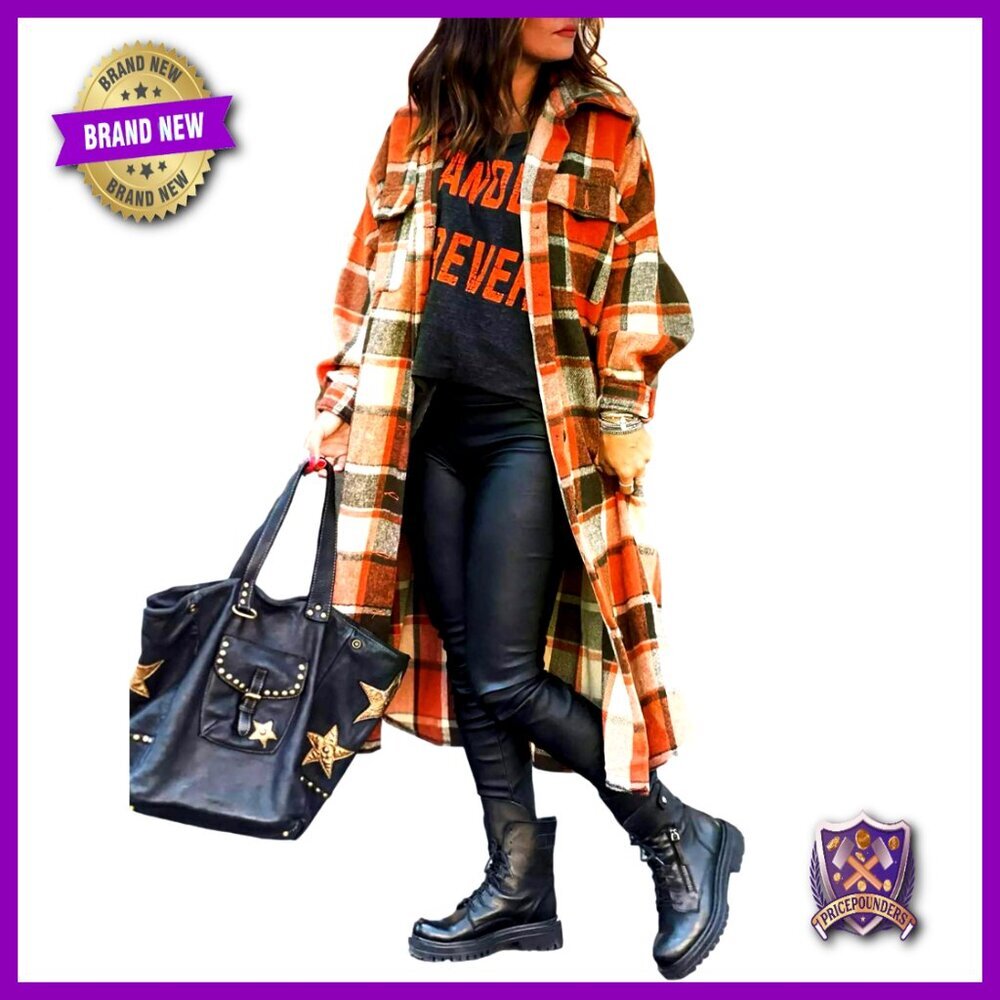 Oversized Flannel Trench Coat Classic Plaid Shacket Fall Wardrobe Staple